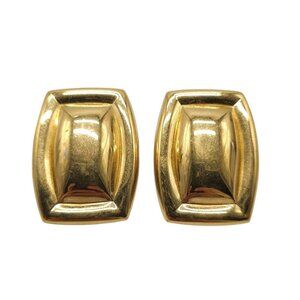 Vintage Monet Large Gold Tone Rectangular Clip On Earrings